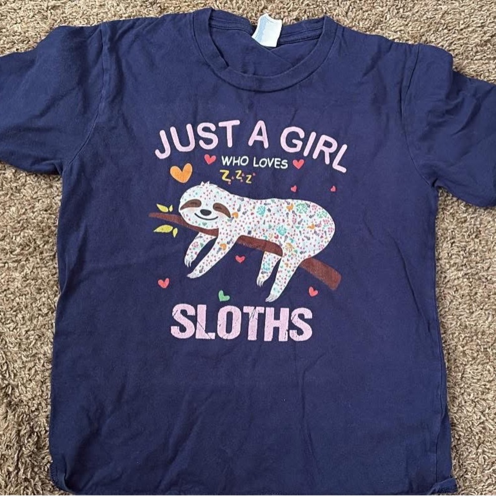 Navy Sloth Graphic Kids Tee